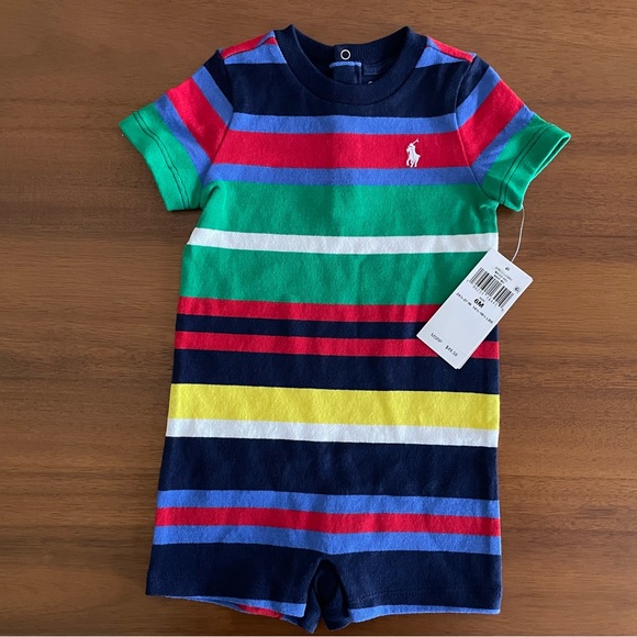 Ralph Lauren Other - NWT Polo Ralph Lauren Baby Boy Shortall Romper Size 6M